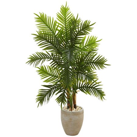 NEARLY NATURALS 5 ft. Areca Palm Artificial Tree in Sand Colored Planter 5650